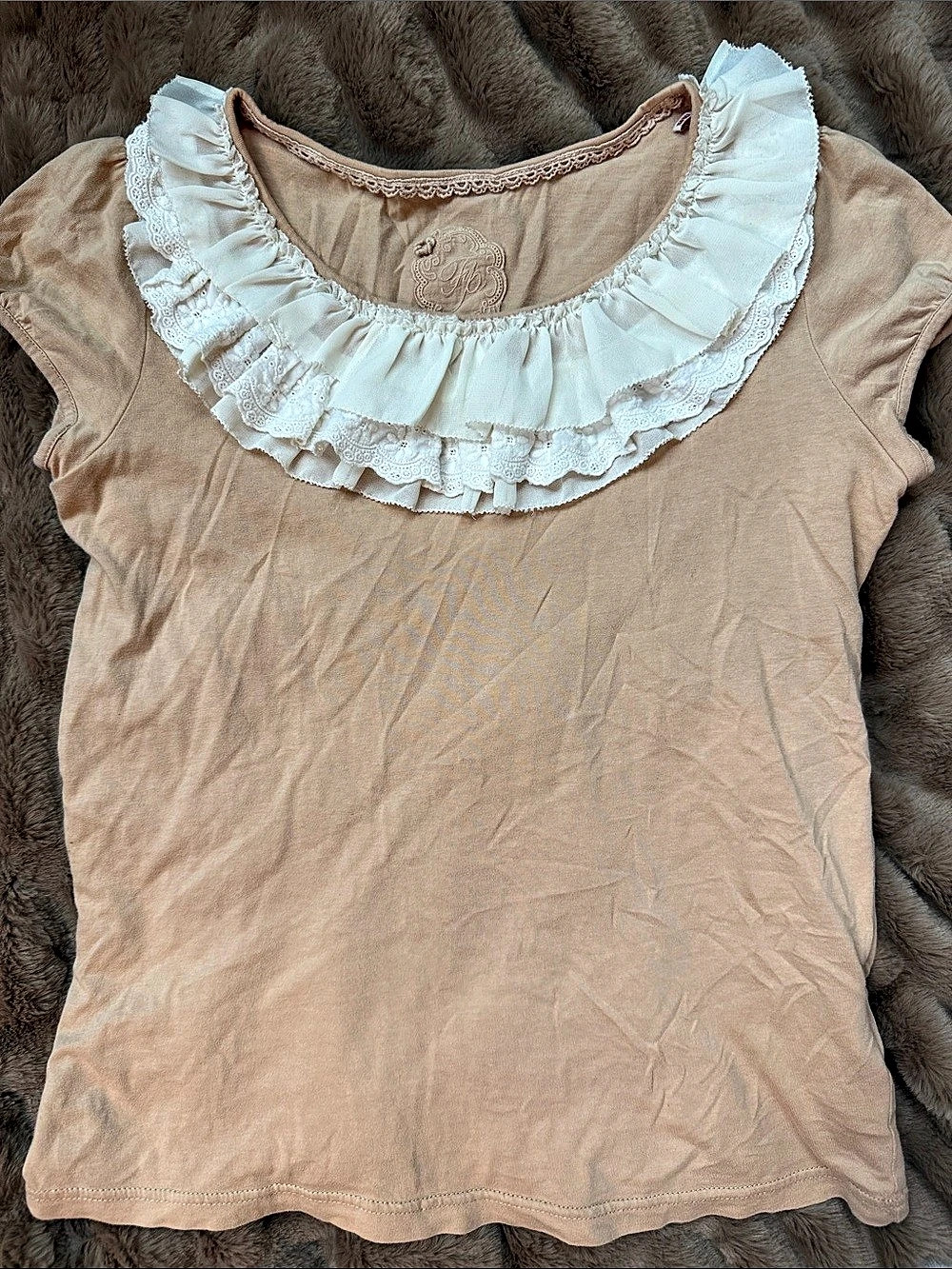 Free People Ruffled Short Sleeve Top in Pink Like New